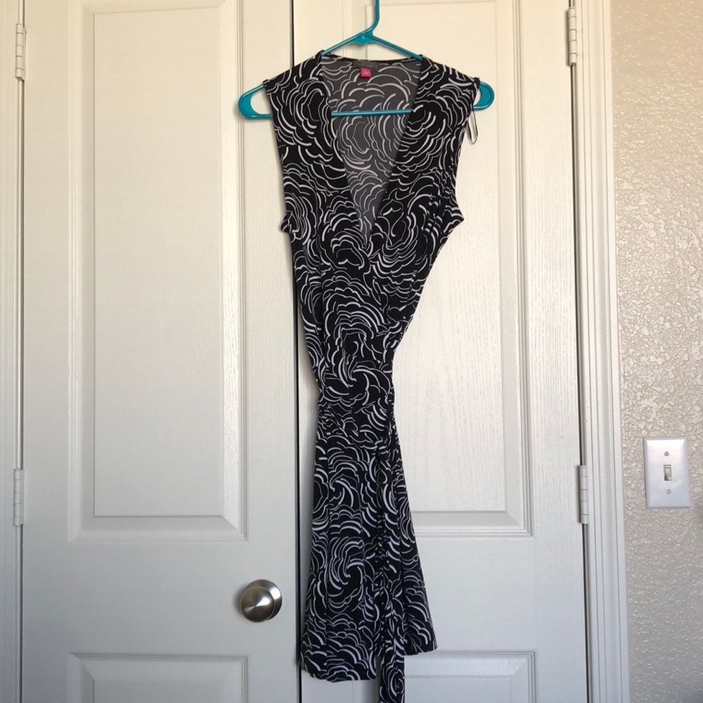 Black and white wrap dress
